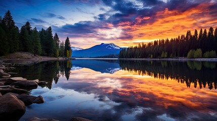 Canvas Print - serene lake reflection