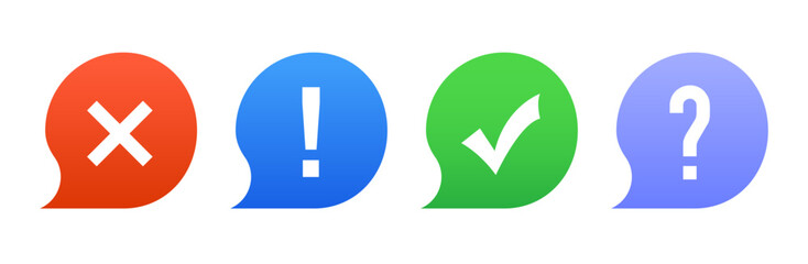 Poster - icon set of check mark, cross, question mark, exclamation point, information icon. faq sign. circle 