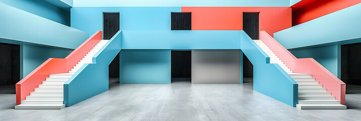 Wall Mural - Modern Architectural Detail: Vibrant Colors and Geometric Patterns in a Contemporary Space