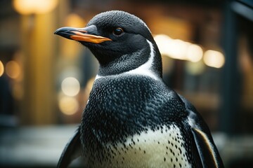 Wall Mural - penguin in a city