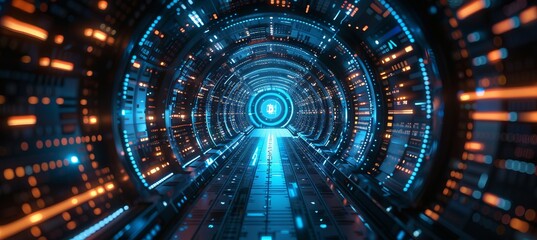 Leinwandbilder - Digital virtual space portal technology. Generative AI technology.