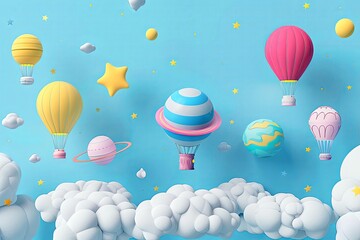  A group of colorful hot air balloons floating high in the sky, with passengers enjoying the aerial views. Generative AI