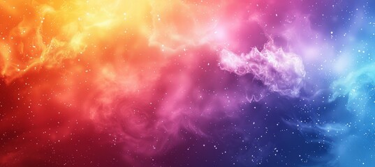 Colorful rainbow nebula clouds space galaxy. Generative AI technology.