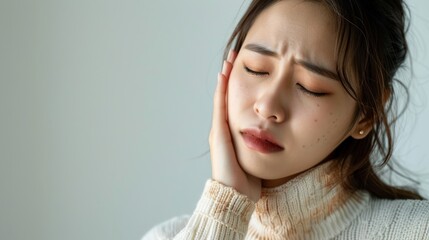 Wall Mural - Beautiful Asian Woman With Toothache