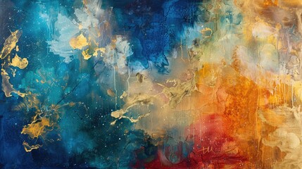  Vivid abstract color splash painting, modern art background using bold bright brushstrokes with a contrasting color palette