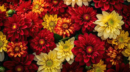 Poster - bloom red and yellow flowers