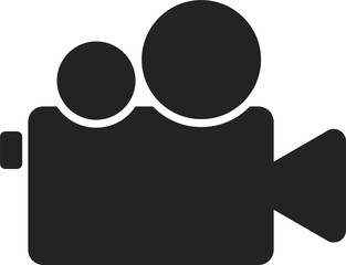 Isolated pictogram sign of video camera, for label security sign, footage icon, record logo, movie symbol