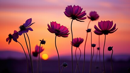 Wall Mural - garden silhouette of flowers