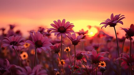 Wall Mural - bloom silhouette of flowers