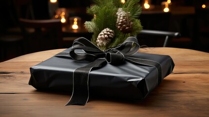 Poster - festive christmas package black