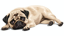 Cute Pug Dog Cartoon Vector Illustration Isolated