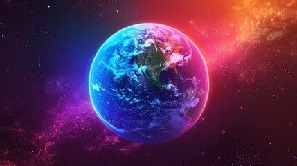 Wall Mural - planet earth simulating virtual connectivity generative ai