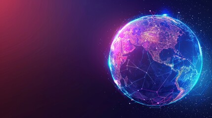 Wall Mural - planet earth simulating virtual connectivity generative ai