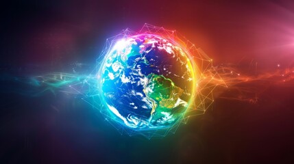 Wall Mural - planet earth simulating virtual connectivity generative ai