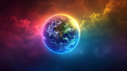 Wall Mural - planet earth simulating virtual connectivity generative ai