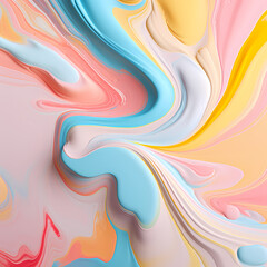 Canvas Print - Abstract swirls of paint in pastel colors. 