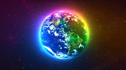 Wall Mural - planet earth simulating virtual connectivity generative ai