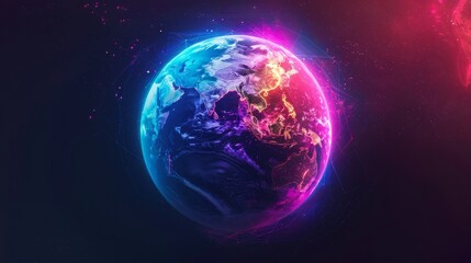 Wall Mural - planet earth simulating virtual connectivity generative ai