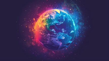 Wall Mural - planet earth simulating virtual connectivity generative ai