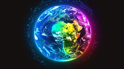 Wall Mural - planet earth simulating virtual connectivity generative ai