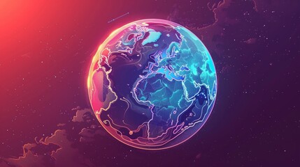 Wall Mural - planet earth simulating virtual connectivity generative ai