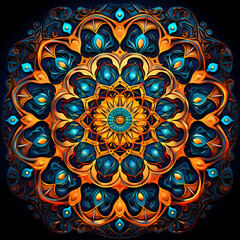 Poster - Intricate mandala patterns in various colors.