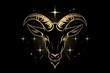 Capricorn zodiac sign shining in gold isolated on black background vector illustration