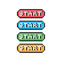 Aufkleber - start button 8 bit text start Pixel art 8-bit for game 