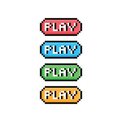 Poster - play button 8 bit text play Pixel art 8-bit for game 