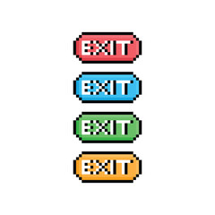 Poster - exit  button 8 bit text exit  Pixel art 8-bit for game 