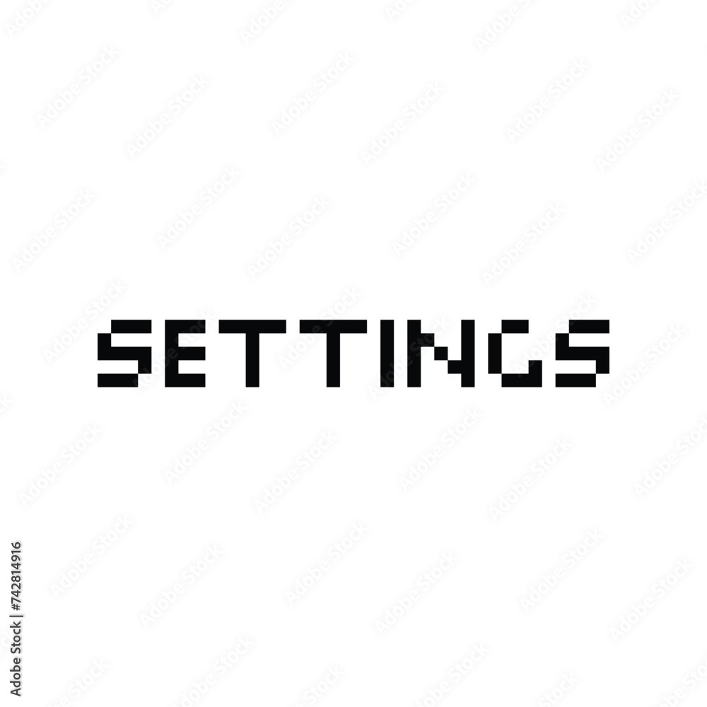settings 8 bit text settings Pixel art 8-bit for game Stock Vector ...