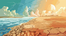 Climate Change Desertification Illustration. Glowing
