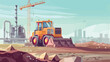 Construction site concept with compactor 