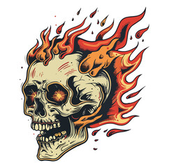 Wall Mural - skull on fire flames illustration