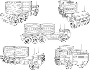 Wall Mural - vector sketch design illustrator vehicle trailer truck heavy equipment carrying giant loads