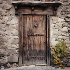 Wall Mural - Rustic wooden door in a medieval village.