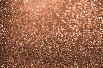 Wall Mural - Peach fuzz hearts, sparkling glitter bokeh background, valentines day abstract defocused texture. Holiday romantic lights. Color of the year 2024