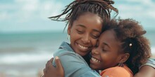African American daughter and mother hugging Generative AI