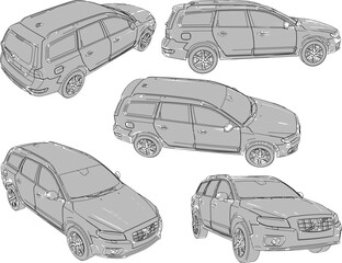 Sticker - Vector sketch illustration of a graffiti painting design for a family car for a trip to the forest