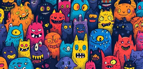 Colorful cartoon monsters