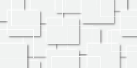 Poster - Abstract grey geometric overlapping square pattern, design technology background with shadow. Abstract white square shape with futuristic concept background template for banner, poster, ..
