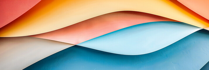 Poster - Bright and Colorful Abstract Art Background, Modern Texture with Blue, Pink, and Yellow Paper Style Design