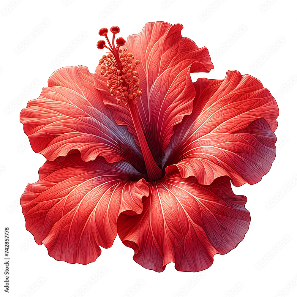 red hibiscus flower isolated on transparent background AI Generated ...