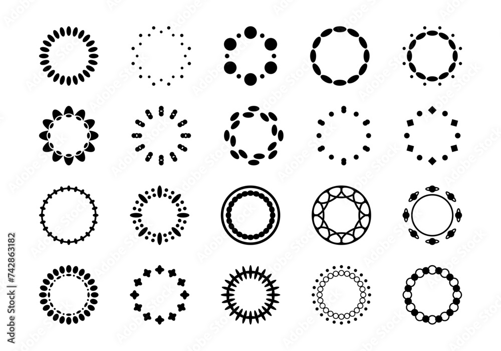 Circle Frame Dotted Element Set Stock Vector | Adobe Stock