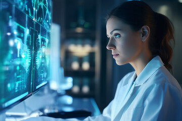 Poster - scientist working in a modern laboratory created with generative ai technology