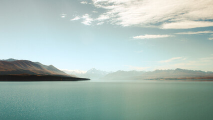 Spectacular jade green lake. Lake Tekapo, green water lake in New Zealand
