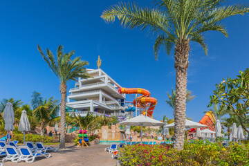 Wall Mural - View of the water park in Dubai on the island