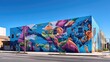 A photo of a colorful street art mural
