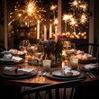 New Year's Eve  Celebration Background, Table setting for romantic dinner in restaurant