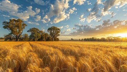 Wall Mural - golden fields: capturing the beauty of summer harvest in rural landscapes